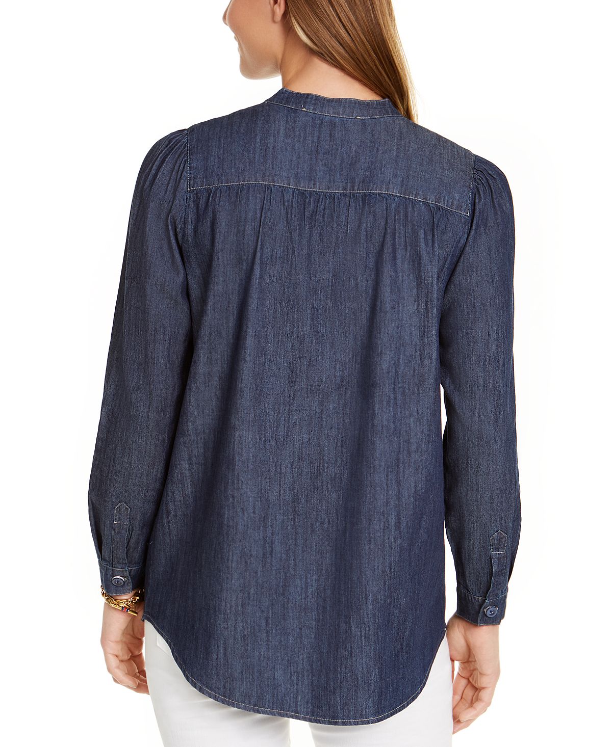 Tommy Hilfiger Blusa Feminina Gola Alta Azul Tamanho Grande