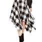 Saia feminina com bainha em lenço xadrez Buffalo Bar III, preta, tamanho XXS