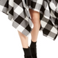 Saia feminina com bainha em lenço xadrez Buffalo Bar III, preta, tamanho XXS