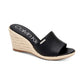 Calvin Klein Sandálias Femininas Britta Couro Abertas Plataforma Casual Pretas Tamanho 9,5 M