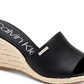 Calvin Klein Sandálias Femininas Britta Couro Abertas Plataforma Casual Pretas Tamanho 9,5 M