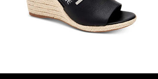 Calvin Klein Sandálias Femininas Britta Couro Abertas Plataforma Casual Pretas Tamanho 9,5 M