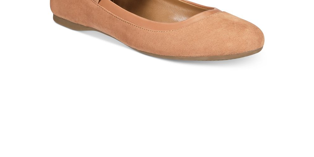 Sapatilhas de balé femininas Style &amp; Co Beaa com bico fechado e tiras laterais, marrom, tamanho 9,5 M