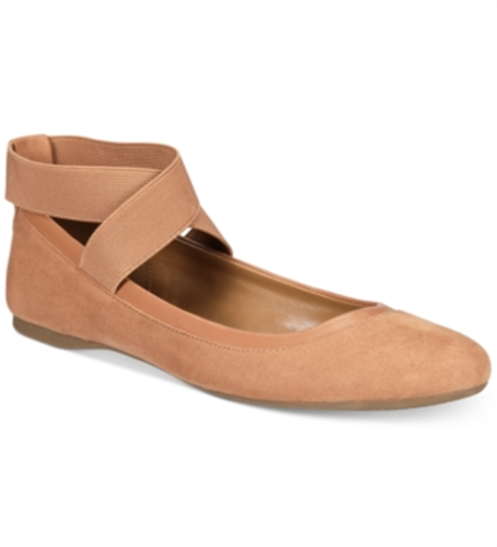 Sapatilhas de balé femininas Style &amp; Co Beaa com bico fechado e tiras laterais, marrom, tamanho 9,5 M