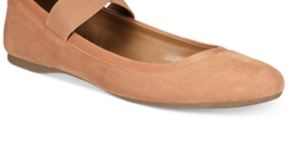 Sapatilhas de balé femininas Style &amp; Co Beaa com bico fechado e tiras laterais, marrom, tamanho 9,5 M
