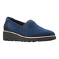 Clarks Plataforma Feminina Almofadada Absorção de Umidade Elástica Sharon Dolly Bico Redondo Cunha Slip Azul Marinho Tamanho 12 M