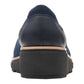 Clarks Plataforma Feminina Almofadada Absorção de Umidade Elástica Sharon Dolly Bico Redondo Cunha Slip Azul Marinho Tamanho 12 M