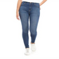 Calça jeans skinny feminina rosa celebridade, cintura alta, azul, tamanho 1