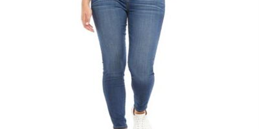Calça jeans skinny feminina rosa celebridade, cintura alta, azul, tamanho 1