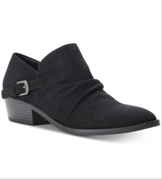 Botas femininas American Rag Camilla de couro com bico fechado e cano curto, tamanho 9,5M, pretas