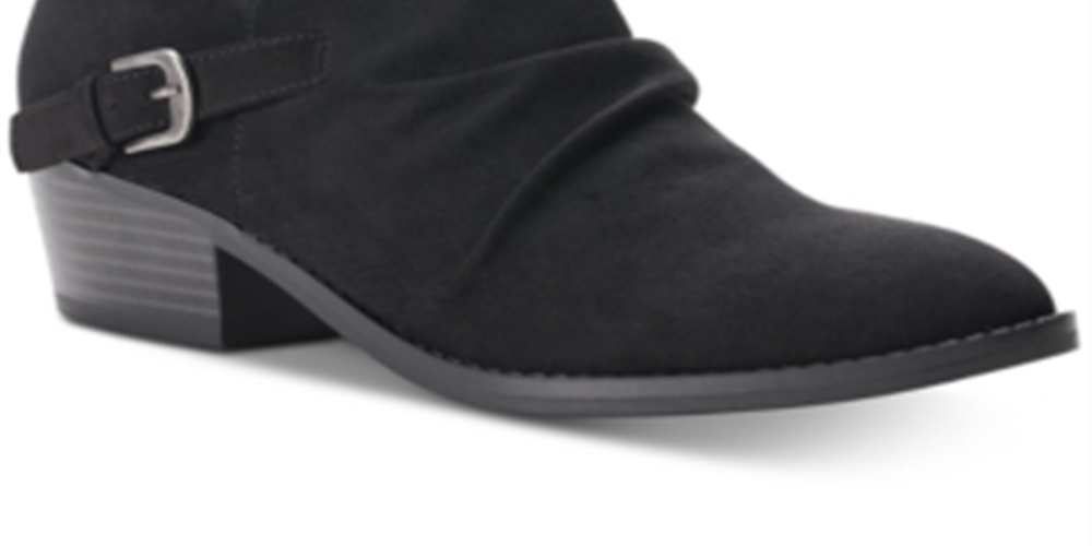 Botas femininas American Rag Camilla de couro com bico fechado e cano curto, tamanho 9,5M, pretas