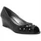 Sandálias femininas Karen Scott Coraa Peep Wedge, pretas, tamanho 5,5 M