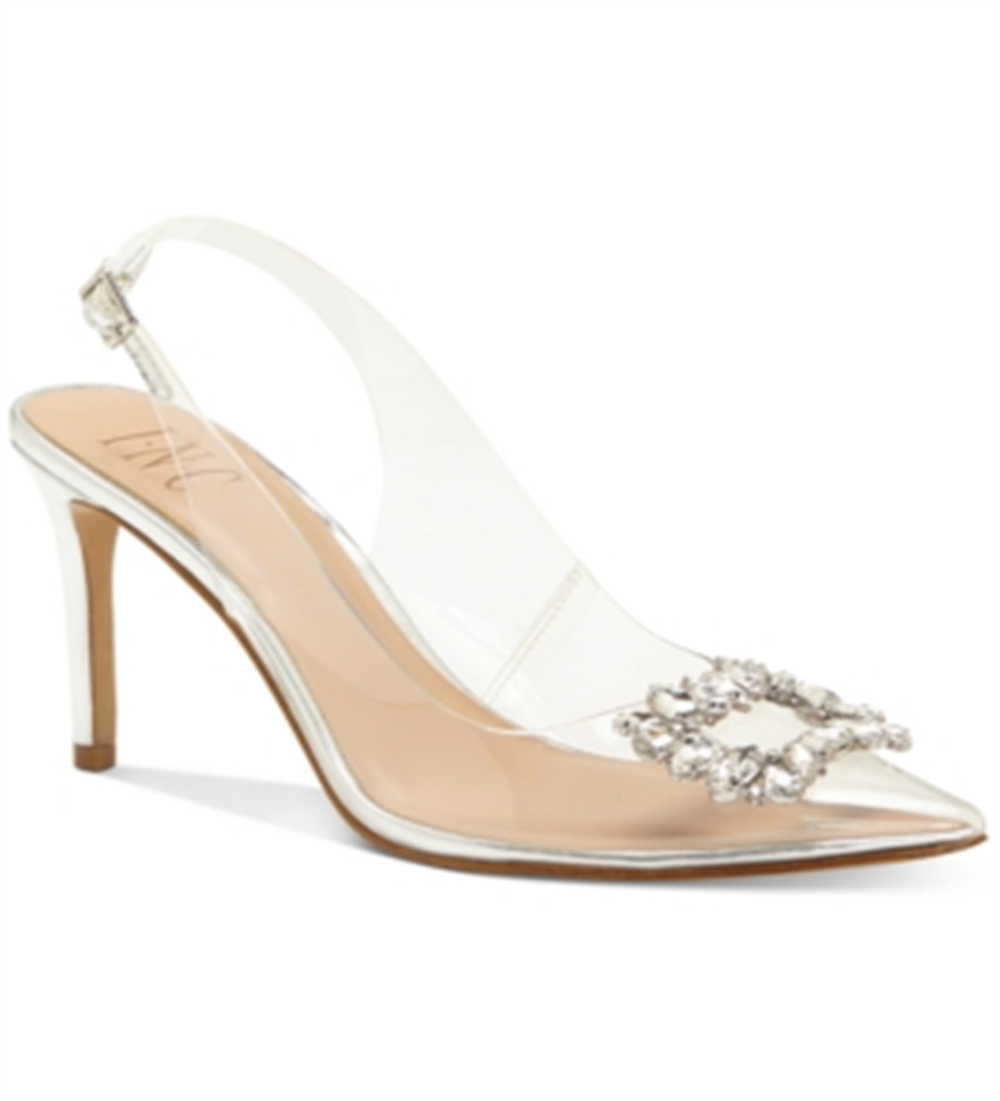 INC International Concepts Kenina Slip-on Salto Stiletto Slingback Feminino Prata Tamanho 6,5 M