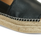 Sandálias DKNY Mer Leather Peep Toe Casual Espadrille Femininas Pretas Tamanho 6.5