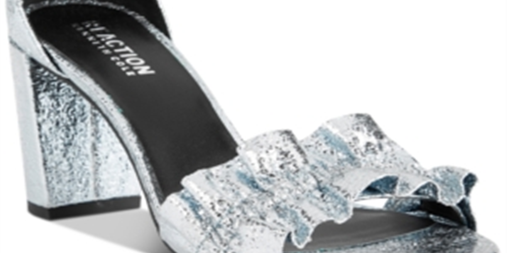 Sandália feminina Kenneth Cole Reaction Ride com babados e salto alto, cinza, tamanho 6,5 M