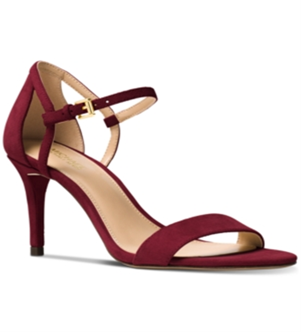 Sandálias femininas Michael Kors Simone Mid com tira no tornozelo, vermelhas, tamanho 8,5 M
