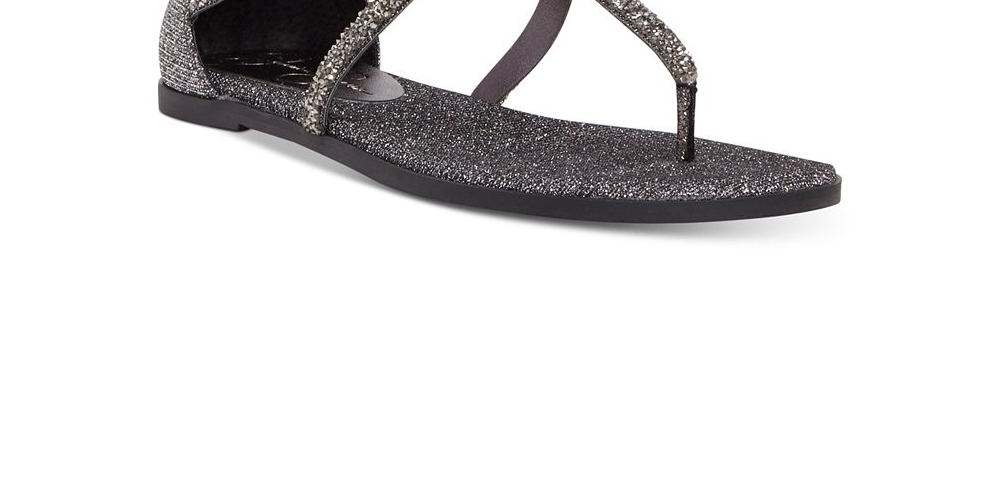 Sandália feminina Jessica Simpson Cammie Thong, prateada, tamanho 5,5 M