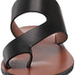 Sandálias femininas Kenneth Cole New York com tira de couro e bico redondo, tamanho 6 M, pretas