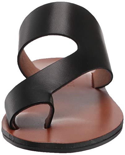 Sandálias femininas Kenneth Cole New York com tira de couro e bico redondo, tamanho 6 M, pretas