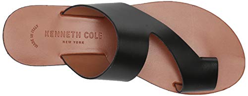 Sandálias femininas Kenneth Cole New York com tira de couro e bico redondo, tamanho 6 M, pretas