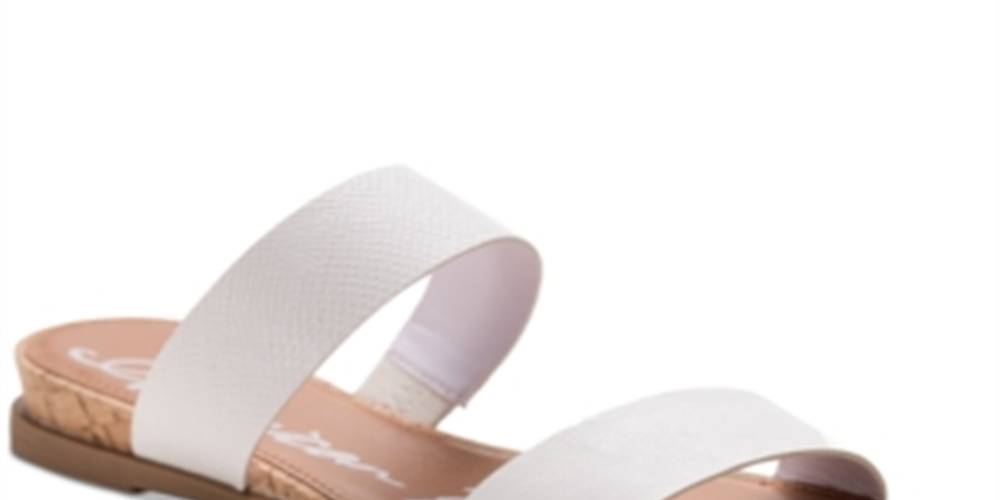 Sandálias femininas American Rag Easten de couro com bico aberto, casuais, tamanho 10 M, brancas