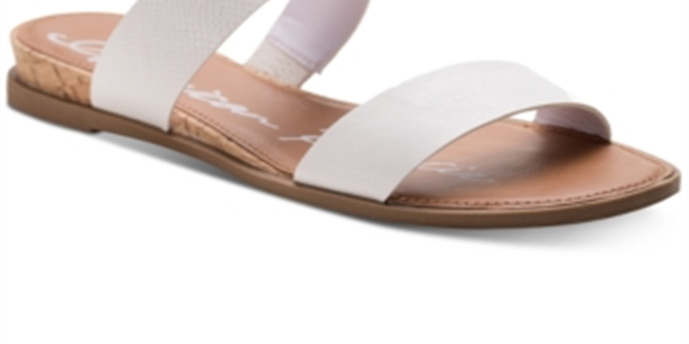 Sandálias femininas American Rag Easten de couro com bico aberto, casuais, tamanho 10 M, brancas