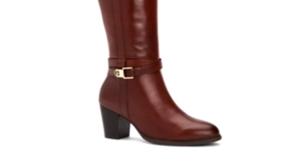 Botas femininas Giani Bernini Rozario de couro, bico fechado, cano alto, marrom, tamanho 5,5 M