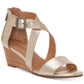 Lucky Brand Sandálias femininas Jenley de couro com bico aberto, plataforma casual, tamanho 8 M, prateadas