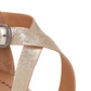 Lucky Brand Sandálias femininas Jenley de couro com bico aberto, plataforma casual, tamanho 8 M, prateadas