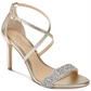 Sapatos femininos Jewel Badgley Mischka com tira no tornozelo e bico aberto, dourados, tamanho 5,5 M