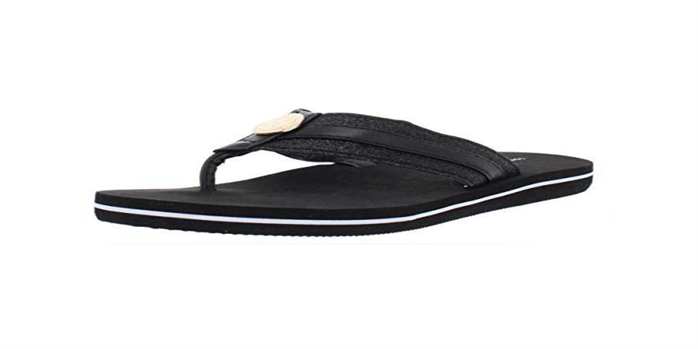 Tommy Hilfiger Capas Glitter Chinelos de dedo femininos pretos tamanho 5 M