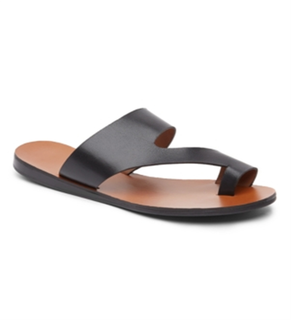 Sandálias rasteiras femininas Kenneth Cole New York Palm Leather, pretas, tamanho 8 M
