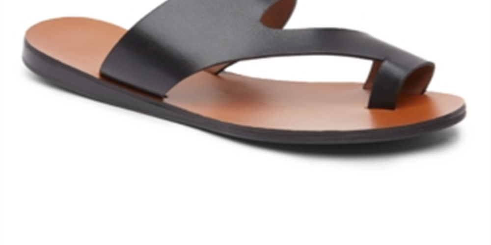 Sandálias rasteiras femininas Kenneth Cole New York Palm Leather, pretas, tamanho 8 M