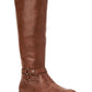 Botas de montaria femininas Kindell de couro sintético com bico redondo, tamanho 9,5 M, marrom