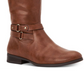 Botas de montaria femininas Kindell de couro sintético com bico redondo, tamanho 9,5 M, marrom
