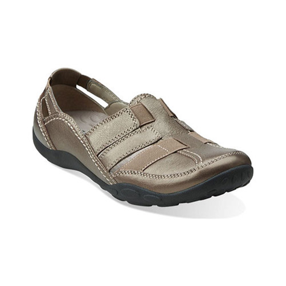 Clarks Haley Stork Slip-on Flats Feminino Pewter Cushioned Bronze Tamanho 7M