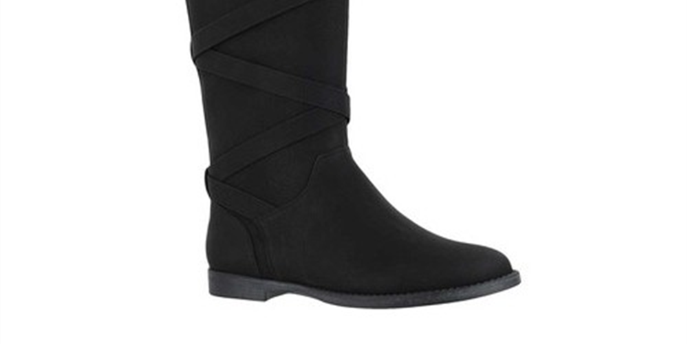 Bota feminina Easy Street Memphis Plus de cano médio, preta, tamanho 6,5 M