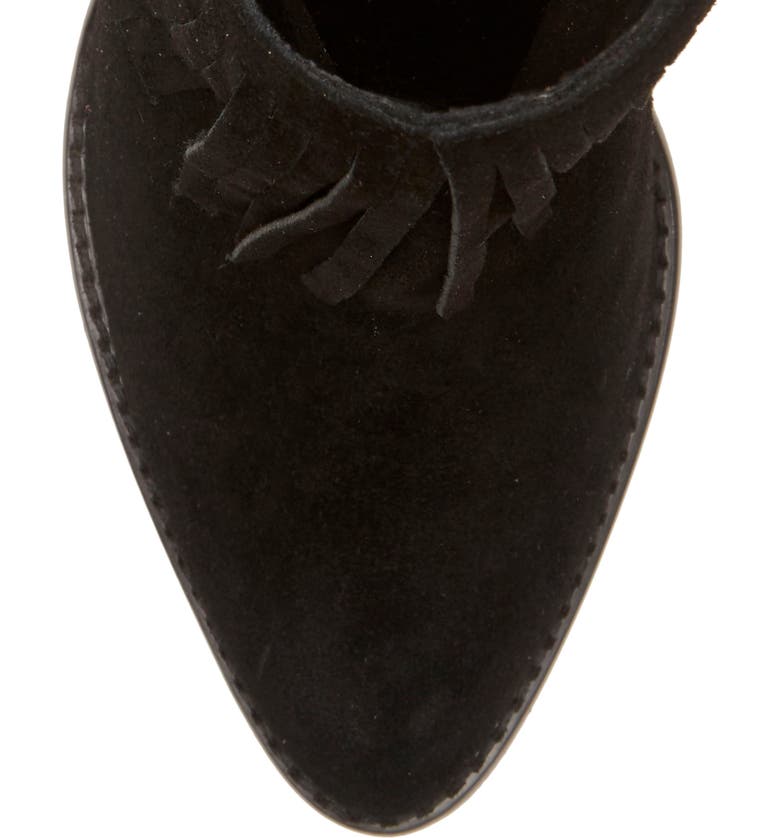 Botas de cano curto femininas Jessica Simpson Jewels com franjas e camurça, pretas, tamanho 6 M