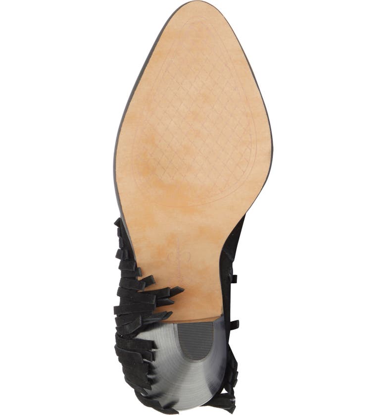 Botas de cano curto femininas Jessica Simpson Jewels com franjas e camurça, pretas, tamanho 6 M