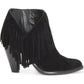 Botas de cano curto femininas Jessica Simpson Jewels com franjas e camurça, pretas, tamanho 6 M