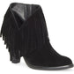 Botas de cano curto femininas Jessica Simpson Jewels com franjas e camurça, pretas, tamanho 6 M