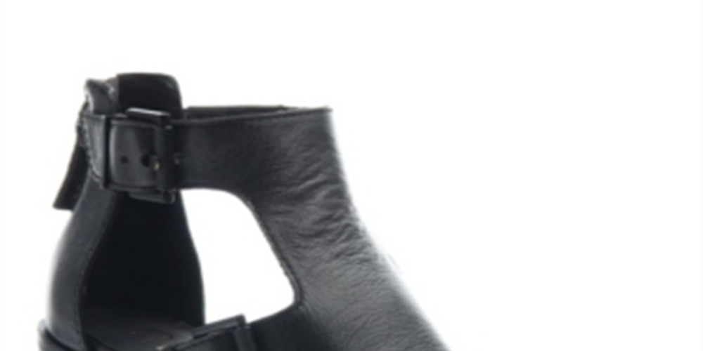 Sandália Nicole Jahida Feminina Consolidated Shoe Co. em Couro Preto, Tamanho 6,5 M