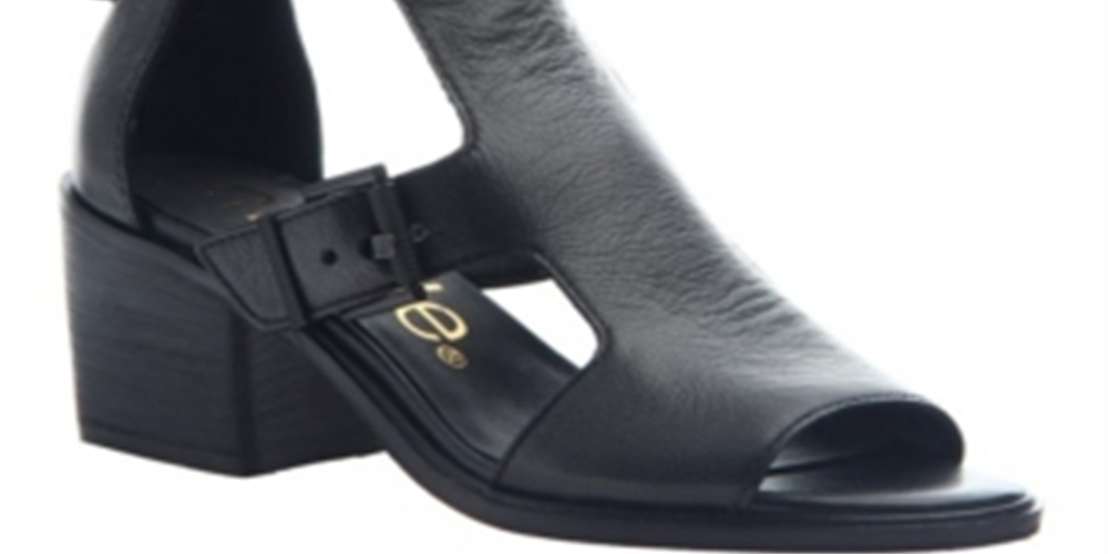 Sandália Nicole Jahida Feminina Consolidated Shoe Co. em Couro Preto, Tamanho 6,5 M