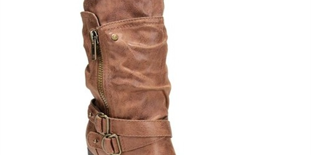 Botas femininas Carlos by Carlos Santana, bico fino, salto grosso, zíper, marrom, tamanho 8 M