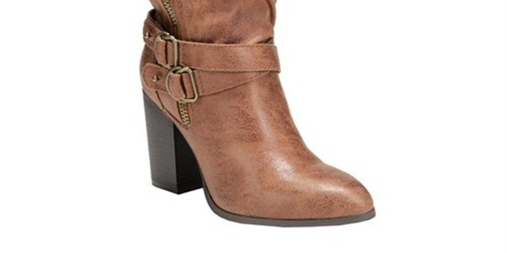 Botas femininas Carlos by Carlos Santana, bico fino, salto grosso, zíper, marrom, tamanho 8 M