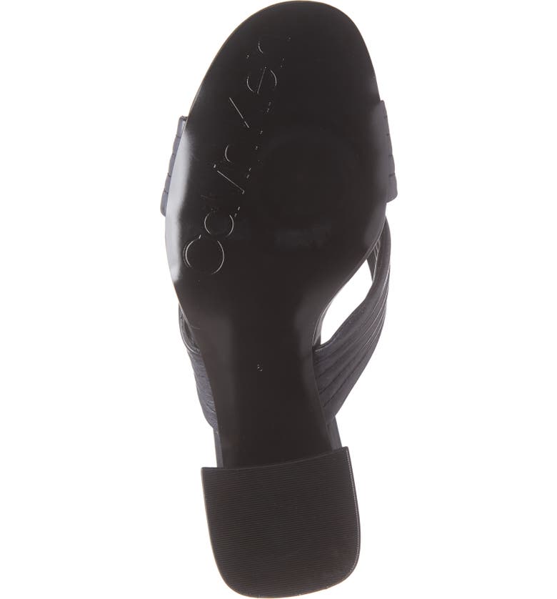 Sandálias de couro femininas Calvin Klein Crisscross Roena, pretas, tamanho 7 M