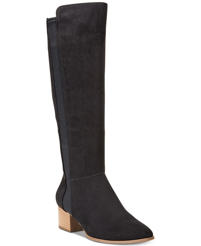Botas femininas de camurça Finnly com bico fechado e acima do joelho, estilo &amp; co, pretas, tamanho 10 M