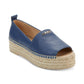 Sandálias femininas DKNY Mer Leather com bico aberto e alpargatas casuais, tamanho 7,5, azul