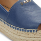 Sandálias femininas DKNY Mer Leather com bico aberto e alpargatas casuais, tamanho 7,5, azul