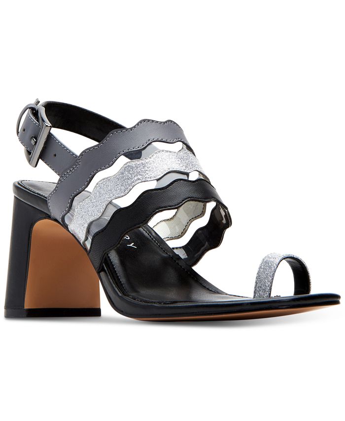 Sandálias femininas Katy Perry The Sense Leather com bico aberto, casuais, pretas, tamanho 8,5M